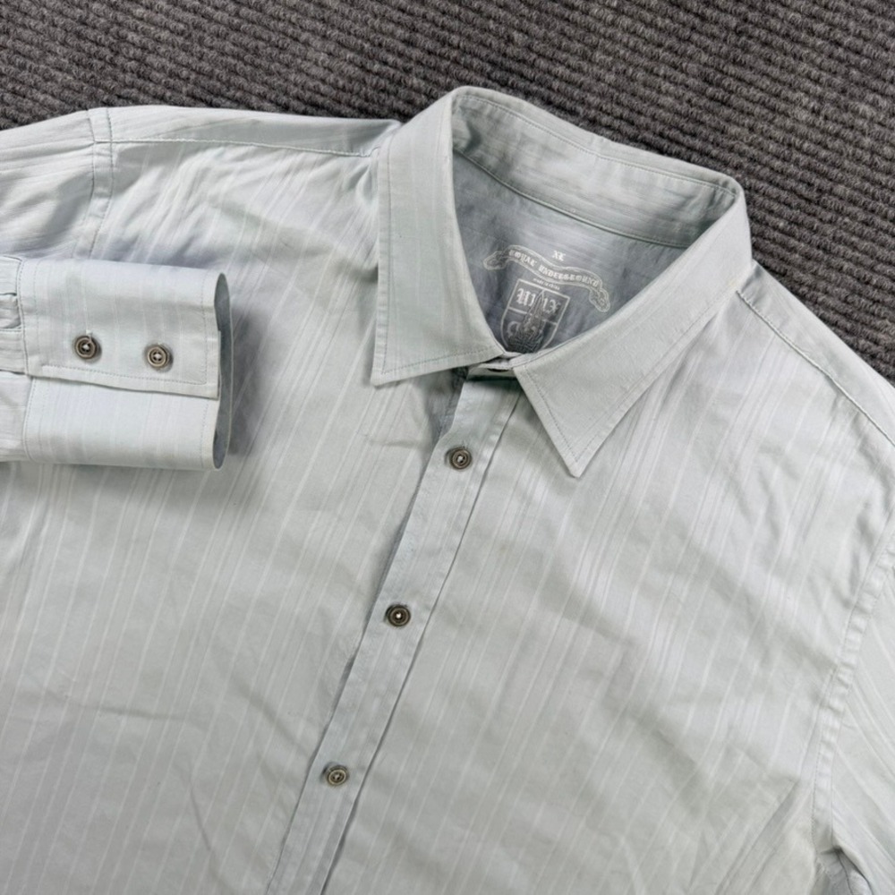 Royal Underground Button Down Shirt Mens XL Light Blue Embroidered Gothic Crest
